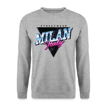 Milan Milan Italie Ville Skyline Vintage Rétro - Sweat-shirt Unisexe - gris chiné - Devant - Alina (178cm) & Michal (187cm)
