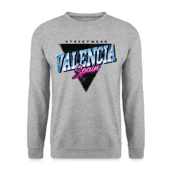 Valencia Spain City Skyline Vintage Retro - Unisex Sweatshirt - salt & pepper - Front - Alina (178cm) & Michal (187cm)