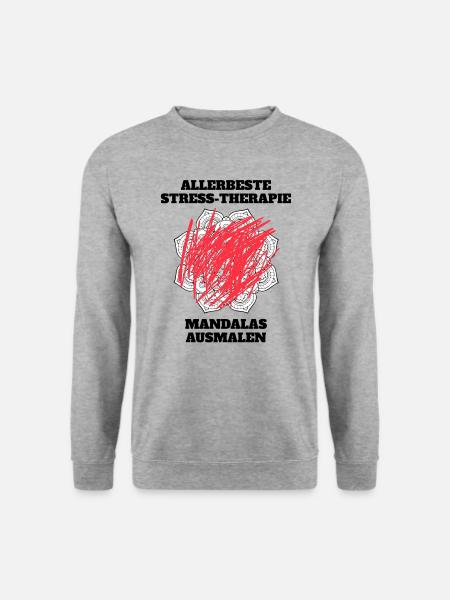 ALLERBESTE STRESS-THERAPIE - MANDALAS AUSMALEN - Unisex Pullover - Weißgrau meliert