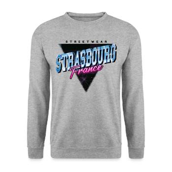Strasbourg France City Skyline Vintage Rétro - Sweat-shirt Unisexe - gris chiné - Devant - Alina (178cm) & Michal (187cm)