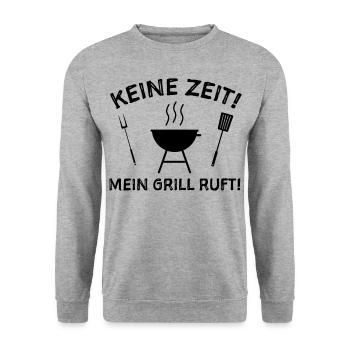 Grill Grillen Sprüche Humor Grillsaison - Unisex Pullover - Weißgrau meliert - Vorne - Alina (178cm) & Michal (187cm)