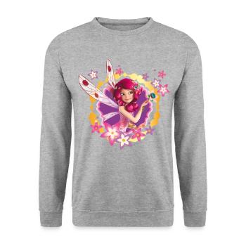 Mia et moi Fleurs Et Mia L’Elfe - Sweat-shirt Unisexe - gris chiné - Devant - Alina (178cm) & Michal (187cm)