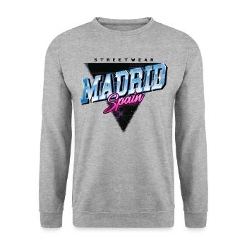 Madrid Spain City Skyline Vintage Retro - Unisex Sweatshirt - salt & pepper - Front - Alina (178cm) & Michal (187cm)