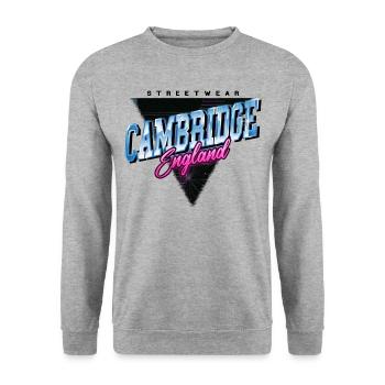 Cambridge Angleterre UK City Skyline Vintage Rétro - Sweat-shirt Unisexe - gris chiné - Devant - Alina (178cm) & Michal (187cm)