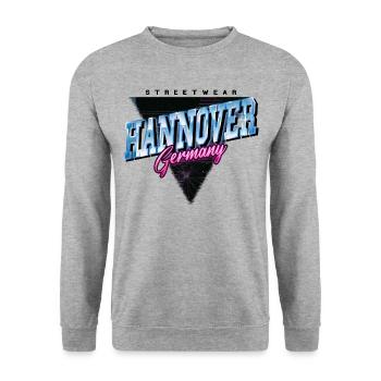 Hanovre Allemagne City Skyline Vintage Rétro - Sweat-shirt Unisexe - gris chiné - Devant - Alina (178cm) & Michal (187cm)
