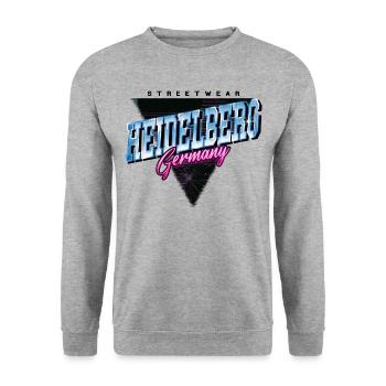 Heidelberg Deutschland Stadt Skyline Vintage Retro - Unisex Pullover - Weißgrau meliert - Vorne - Alina (178cm) & Michal (187cm)