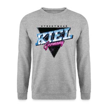Kiel Germany City Skyline Vintage Retro - Unisex Sweatshirt - salt & pepper - Front - Alina (178cm) & Michal (187cm)