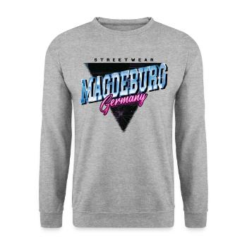 Magdebourg Allemagne City Skyline Vintage Rétro - Sweat-shirt Unisexe - gris chiné - Devant - Alina (178cm) & Michal (187cm)