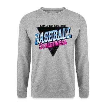 Baseball Sports Font Vintage Retro Streetwear - Unisex Sweatshirt - salt & pepper - Front - Alina (178cm) & Michal (187cm)