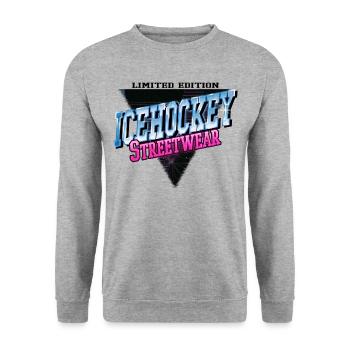 Ice Hockey Sport Neon Vintage Retro Streetwear - Unisex Sweatshirt - salt & pepper - Front - Alina (178cm) & Michal (187cm)