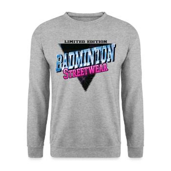 Badminton Federball Sport Spieler Vintage Retro - Unisex Pullover - Weißgrau meliert - Vorne - Alina (178cm) & Michal (187cm)