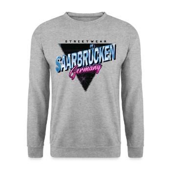 Sarrebruck Allemagne Ville Vintage Rétro - Sweat-shirt Unisexe - gris chiné - Devant - Alina (178cm) & Michal (187cm)