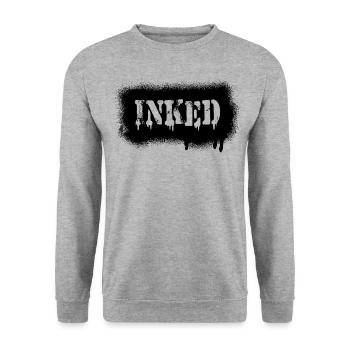 Inked Tattoo Airbrush Sprayer retro Style - Unisex Pullover - Weißgrau meliert - Vorne - Alina (178cm) & Michal (187cm)