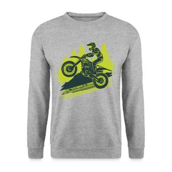 Motocross Biker Motorsport Dirtbike Motorcycle - Unisex Sweatshirt - salt & pepper - Front - Alina (178cm) & Michal (187cm)