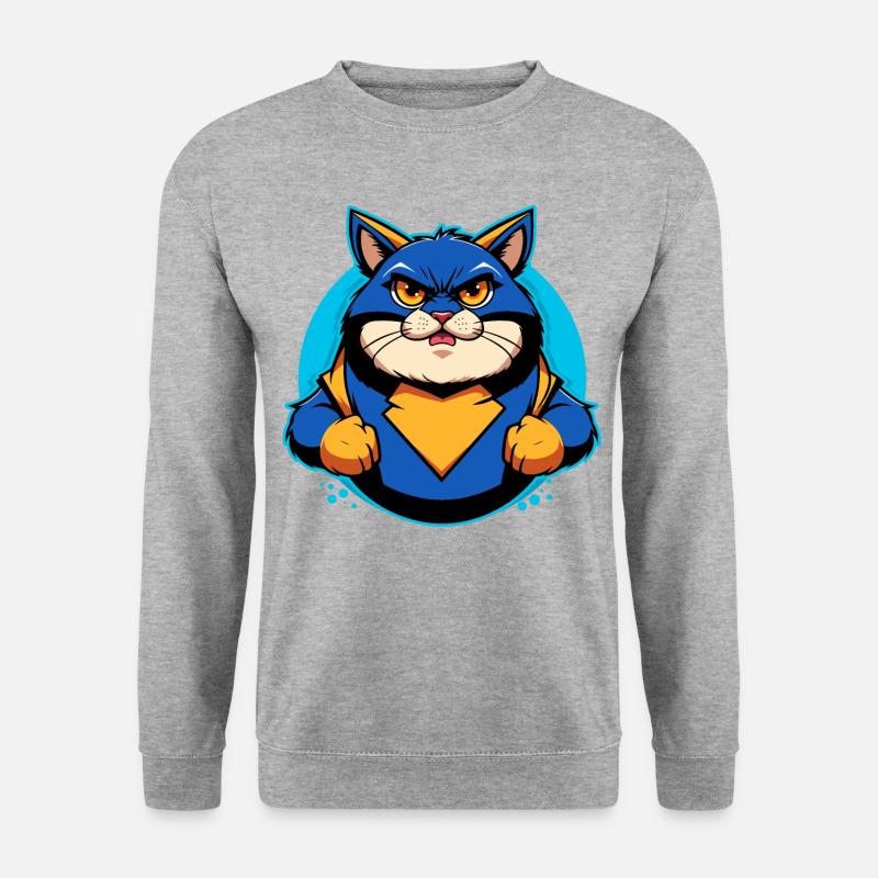 Superheld Katze - Unisex Pullover - Weißgrau meliert