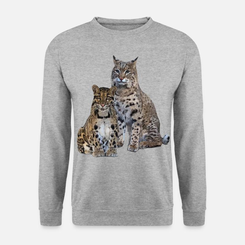Nebelparder und Luchs - Unisex Pullover - Weißgrau meliert