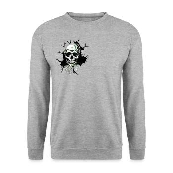 Spooky Skull | Halloween and Gothic Design - Unisex Sweatshirt - salt & pepper - Front - Alina (178cm) & Michal (187cm)