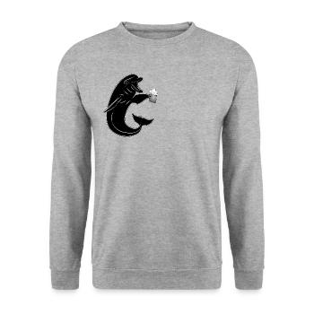 Party Dolphin with Beer on the Beach - Festival in October - Unisex Sweatshirt - salt & pepper - Front - Alina (178cm) & Michal (187cm)