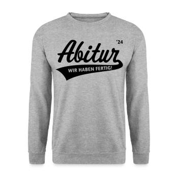 Abitur 2024 – Wir Haben Fertig! (Schule / Black) - Unisex Pullover - Weißgrau meliert - Vorne - Alina (178cm) & Michal (187cm)