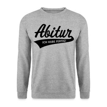 Abitur – Ich Habe Fertig! (Schulabschluss / Black) - Unisex Pullover - Weißgrau meliert - Vorne - Alina (178cm) & Michal (187cm)