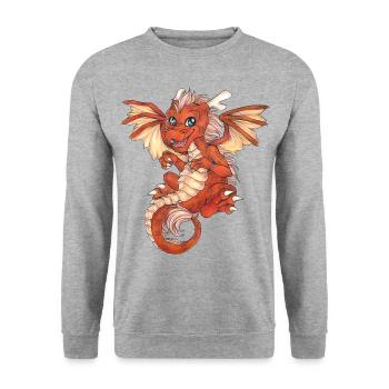 Niedlicher fliegender Drache Tolles Geschenk Kind - Unisex Pullover - Weißgrau meliert - Vorne - Alina (178cm) & Michal (187cm)