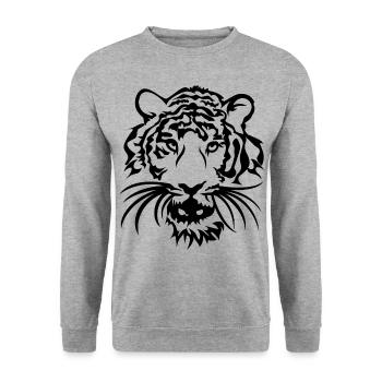 Tiger Tribal - Unisex Sweatshirt - salt & pepper - Front - Alina (178cm) & Michal (187cm)