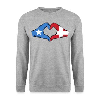 Somalia Denmark Flag Hands Heart Shape - Unisex Sweatshirt - salt & pepper - Front - Alina (178cm) & Michal (187cm)