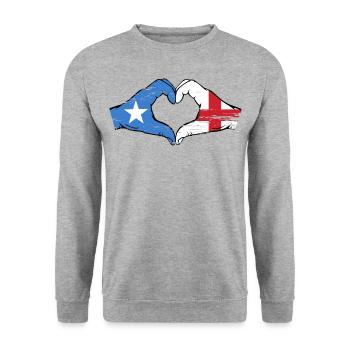 Somalie Angleterre drapeau mains forme de coeur utilisé - Sweat-shirt Unisexe - gris chiné - Devant - Alina (178cm) & Michal (187cm)