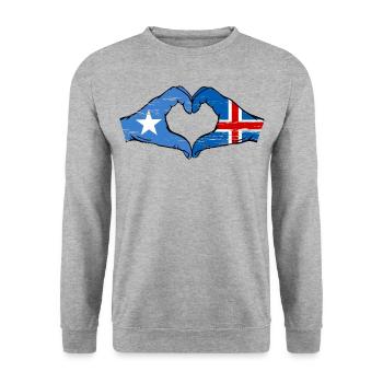 Drapeau de l’île de Somalie mains forme de coeur utilisé - Sweat-shirt Unisexe - gris chiné - Devant - Alina (178cm) & Michal (187cm)