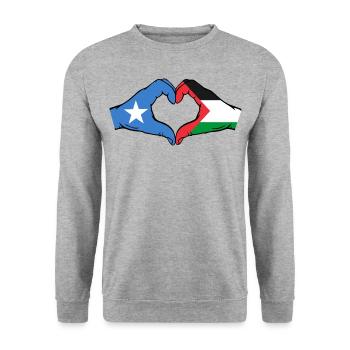 Somalie Palestine Drapeau Mains Coeur Forme - Sweat-shirt Unisexe - gris chiné - Devant - Alina (178cm) & Michal (187cm)
