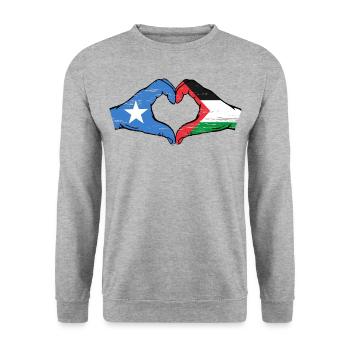 Somalia Palestine Flag Hands Heart Shape Used - Unisex Sweatshirt - salt & pepper - Front - Alina (178cm) & Michal (187cm)