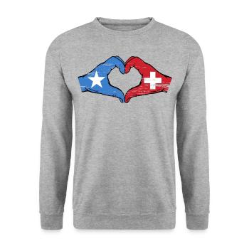 Somalia Switzerland Flag Hands Heart Shape Used - Unisex Sweatshirt - salt & pepper - Front - Alina (178cm) & Michal (187cm)