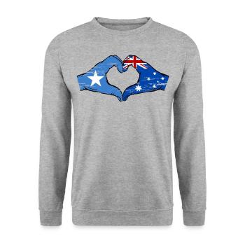 Somalia Australia flag hands heart shape used - Unisex Sweatshirt - salt & pepper - Front - Alina (178cm) & Michal (187cm)