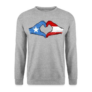 Somalie Autriche Drapeau Mains Coeur Forme Utilisé - Sweat-shirt Unisexe - gris chiné - Devant - Alina (178cm) & Michal (187cm)