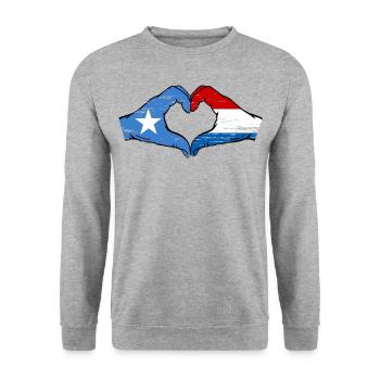 Somalie Hollande drapeau mains forme de coeur utilisé - Sweat-shirt Unisexe - gris chiné - Devant - Alina (178cm) & Michal (187cm)