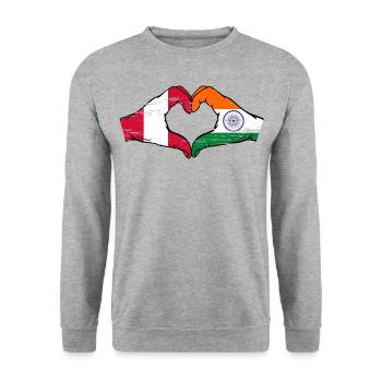 Peru India flag hands heart shape used - Unisex Sweatshirt - salt & pepper - Front - Alina (178cm) & Michal (187cm)