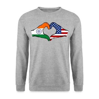 Inde États-Unis drapeau mains forme coeur - Sweat-shirt Unisexe - gris chiné - Devant - Alina (178cm) & Michal (187cm)