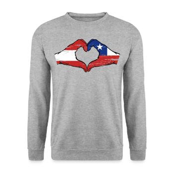 Austria Chile flag hands heart shape used - Unisex Sweatshirt - salt & pepper - Front - Alina (178cm) & Michal (187cm)