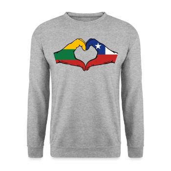 Lituanie Chili Drapeau Mains Coeur Forme - Sweat-shirt Unisexe - gris chiné - Devant - Alina (178cm) & Michal (187cm)