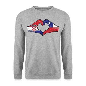 Croatia Chile flag hands heart shape used - Unisex Sweatshirt - salt & pepper - Front - Alina (178cm) & Michal (187cm)