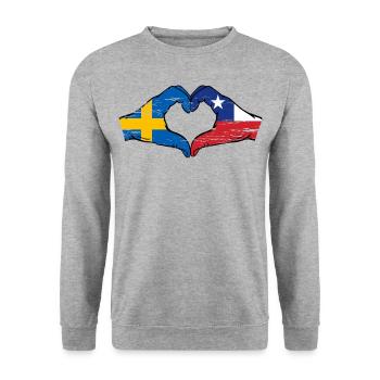 Sweden Chile flag hands heart shape used - Unisex Sweatshirt - salt & pepper - Front - Alina (178cm) & Michal (187cm)