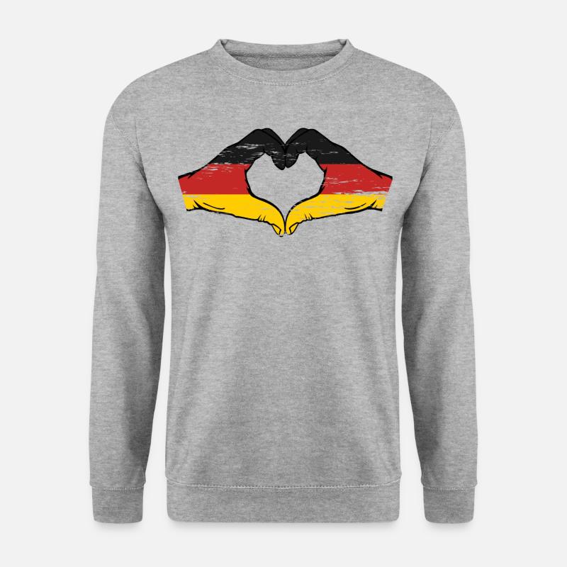 Deutschland Flagge Hände Herzform used - Unisex Pullover - Weißgrau meliert