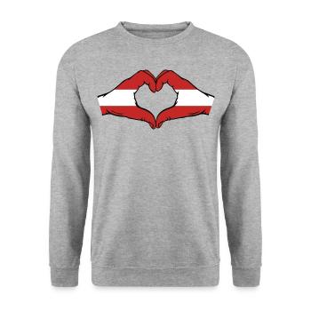 Austria Flag Hands Heart Shape - Unisex Sweatshirt - salt & pepper - Front - Alina (178cm) & Michal (187cm)