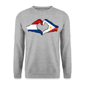 Holland Philippines Flag Hands Heart Shape Used - Unisex Sweatshirt - salt & pepper - Front - Alina (178cm) & Michal (187cm)