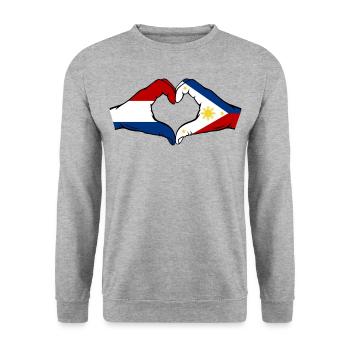 Holland Philippinen Flagge Hände Herzform - Unisex Pullover - Weißgrau meliert - Vorne - Alina (178cm) & Michal (187cm)
