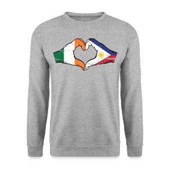 Irlande Philippines drapeau mains forme de coeur utilisé - Sweat-shirt Unisexe - gris chiné - Devant - Alina (178cm) & Michal (187cm)