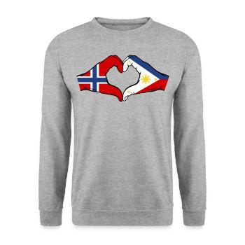 Norway Philippines Flag Hands Heart Shape - Unisex Sweatshirt - salt & pepper - Front - Alina (178cm) & Michal (187cm)