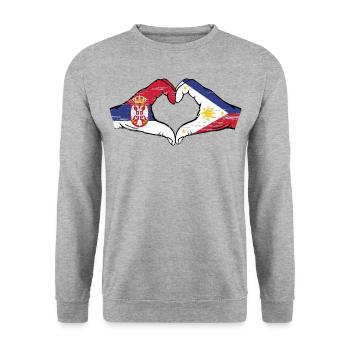 Serbie Philippines drapeau mains forme de coeur utilisé - Sweat-shirt Unisexe - gris chiné - Devant - Alina (178cm) & Michal (187cm)
