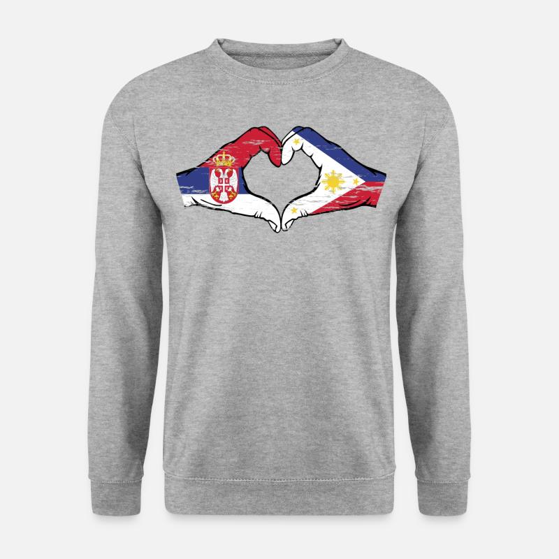 Serbie Philippines drapeau mains forme de coeur utilisé - Sweat-shirt Unisexe - gris chiné
