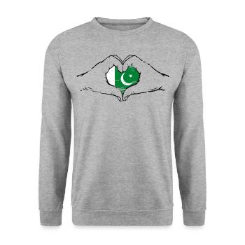 Drapeau pakistanais mains forme de coeur utilisé - Sweat-shirt Unisexe - gris chiné - Devant - Alina (178cm) & Michal (187cm)